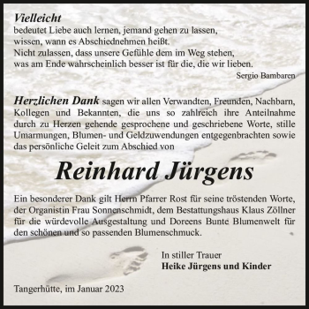 Traueranzeige von Reinhard Jürgens  von Magdeburger Volksstimme