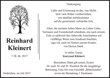 Traueranzeige von Reinhard Kleinert  von Magdeburger Volksstimme