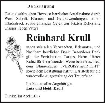 Traueranzeige von Reinhard Krull  von Magdeburger Volksstimme