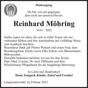Traueranzeige von Reinhard Möhring  von Magdeburger Volksstimme