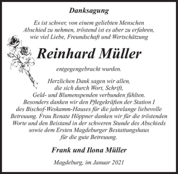 Traueranzeige von Reinhard Müller  von Magdeburger Volksstimme