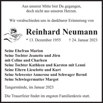 Traueranzeige von Reinhard Neumann  von Magdeburger Volksstimme