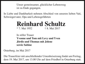 Traueranzeige von Reinhard Schultz  von Magdeburger Volksstimme