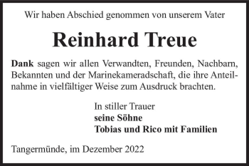 Traueranzeige von Reinhard Treue  von Magdeburger Volksstimme