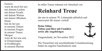 Traueranzeige von Reinhard Treue  von Magdeburger Volksstimme