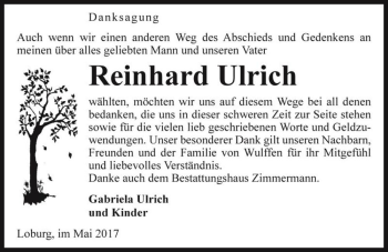 Traueranzeige von Reinhard Ulrich  von Magdeburger Volksstimme