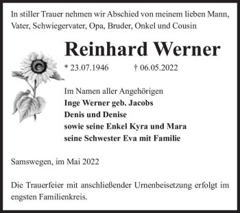 Traueranzeige von Reinhard Werner  von Magdeburger Volksstimme