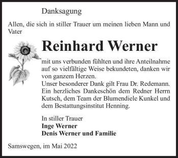 Traueranzeige von Reinhard Werner  von Magdeburger Volksstimme