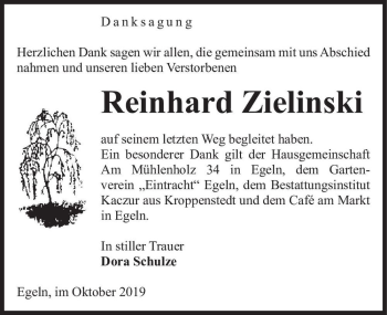 Traueranzeige von Reinhard Zielinski  von Magdeburger Volksstimme