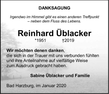 Traueranzeige von Reinhard Üblacker  von Magdeburger Volksstimme
