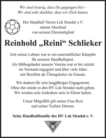 Traueranzeige von Reinhold 