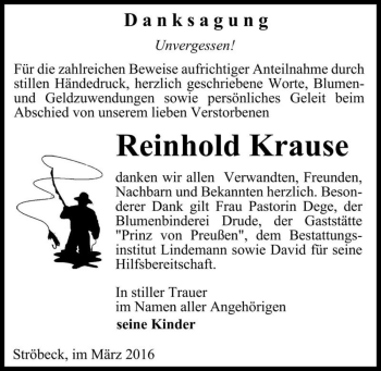 Traueranzeige von Reinhold Krause  von Magdeburger Volksstimme