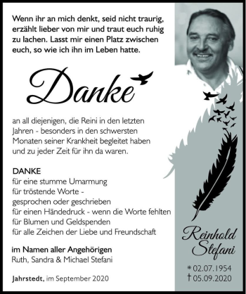 Traueranzeige von Reinhold Stefani  von Magdeburger Volksstimme
