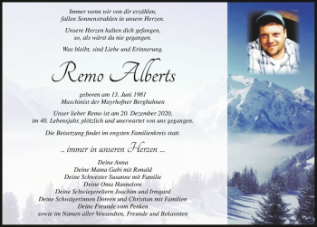 Traueranzeige von Remo Alberts  von Magdeburger Volksstimme