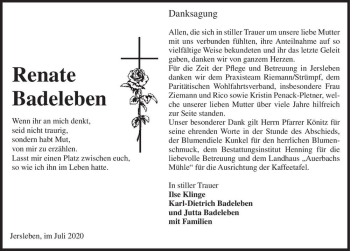 Traueranzeige von Renate Badeleben  von Magdeburger Volksstimme