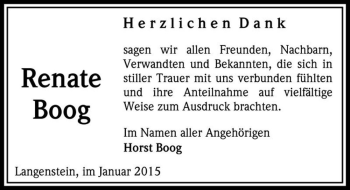 Traueranzeige von Renate Boog  von Magdeburger Volksstimme