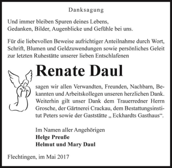 Traueranzeige von Renate Daul  von Magdeburger Volksstimme