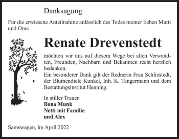 Traueranzeige von Renate Drevenstedt  von Magdeburger Volksstimme