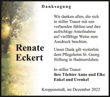 Traueranzeige von Renate Eckert  von Magdeburger Volksstimme