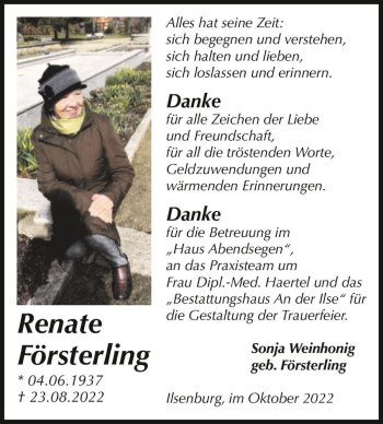 Traueranzeige von Renate Försterling  von Magdeburger Volksstimme