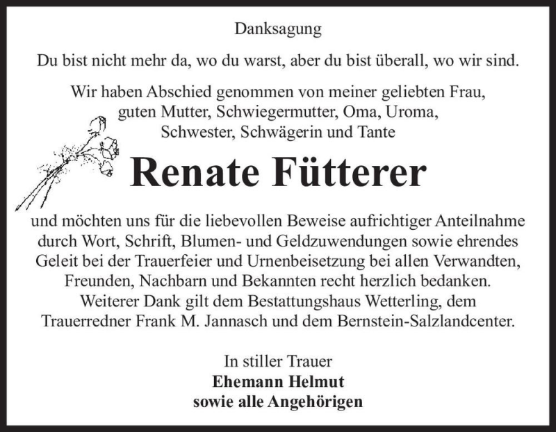  Traueranzeige für Renate Fütterer  vom 18.02.2023 aus Magdeburger Volksstimme