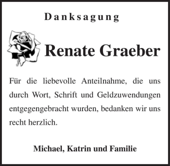 Traueranzeige von Renate Graeber  von Magdeburger Volksstimme