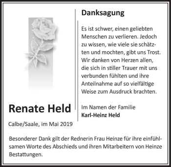 Traueranzeige von Renate Held  von Magdeburger Volksstimme
