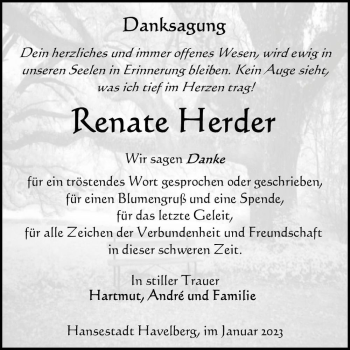 Traueranzeige von Renate Herder  von Magdeburger Volksstimme