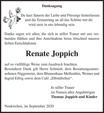 Traueranzeige von Renate Joppich  von Magdeburger Volksstimme