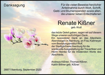 Traueranzeige von Renate Kißner (geb. Krull)  von Magdeburger Volksstimme