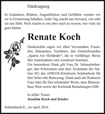 Traueranzeige von Renate Koch  von Magdeburger Volksstimme