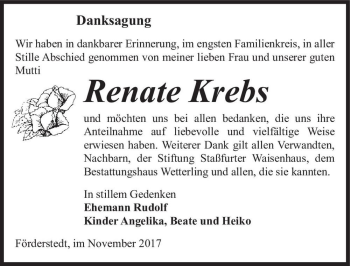 Traueranzeige von Renate Krebs  von Magdeburger Volksstimme