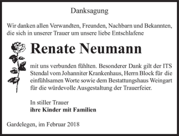 Traueranzeige von Renate Neumann  von Magdeburger Volksstimme