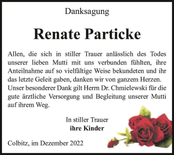 Traueranzeige von Renate Particke  von Magdeburger Volksstimme