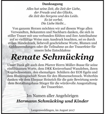Traueranzeige von Renate Schmücking  von Magdeburger Volksstimme