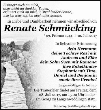 Traueranzeige von Renate Schmücking  von Magdeburger Volksstimme