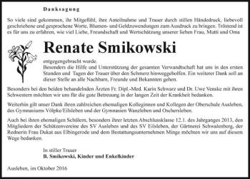 Traueranzeige von Renate Smikowski  von Magdeburger Volksstimme