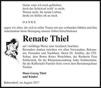 Traueranzeige von Renate Thiel  von Magdeburger Volksstimme