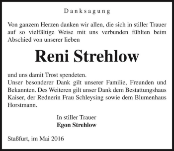 Traueranzeige von Reni Strehlow  von Magdeburger Volksstimme