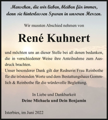Traueranzeige von René Kuhnert  von Magdeburger Volksstimme