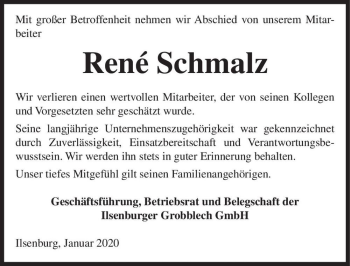 Traueranzeige von René Schmalz  von Magdeburger Volksstimme
