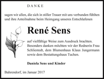 Traueranzeige von René Sens  von Magdeburger Volksstimme