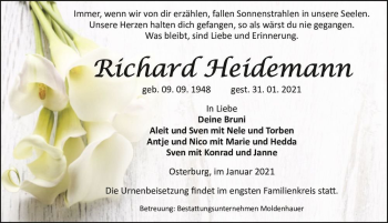 Traueranzeige von Richard Heidemann  von Magdeburger Volksstimme