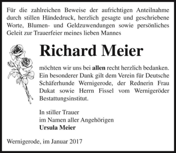 Traueranzeige von Richard Meier  von Magdeburger Volksstimme