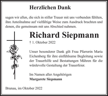 Traueranzeige von Richard Siepmann  von Magdeburger Volksstimme
