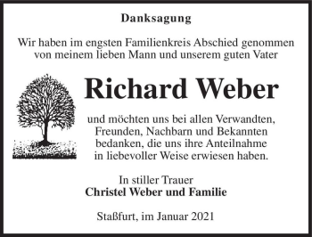 Traueranzeige von Richard Weber  von Magdeburger Volksstimme
