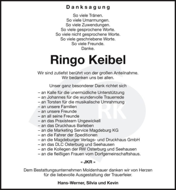 Traueranzeige von Ringo Keibel  von Magdeburger Volksstimme