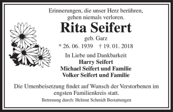 Traueranzeige von Rita Seifert (geb. Garz)  von Magdeburger Volksstimme