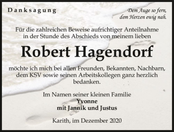 Traueranzeige von Robert Hagendorf  von Magdeburger Volksstimme