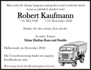 Traueranzeige von Robert Kaufmann  von Magdeburger Volksstimme
